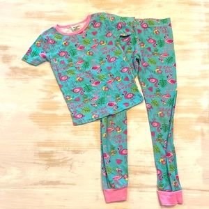 Pink Flamingo Girls Pajamas. Two piece. girls size 8